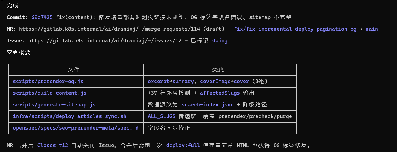 change summary